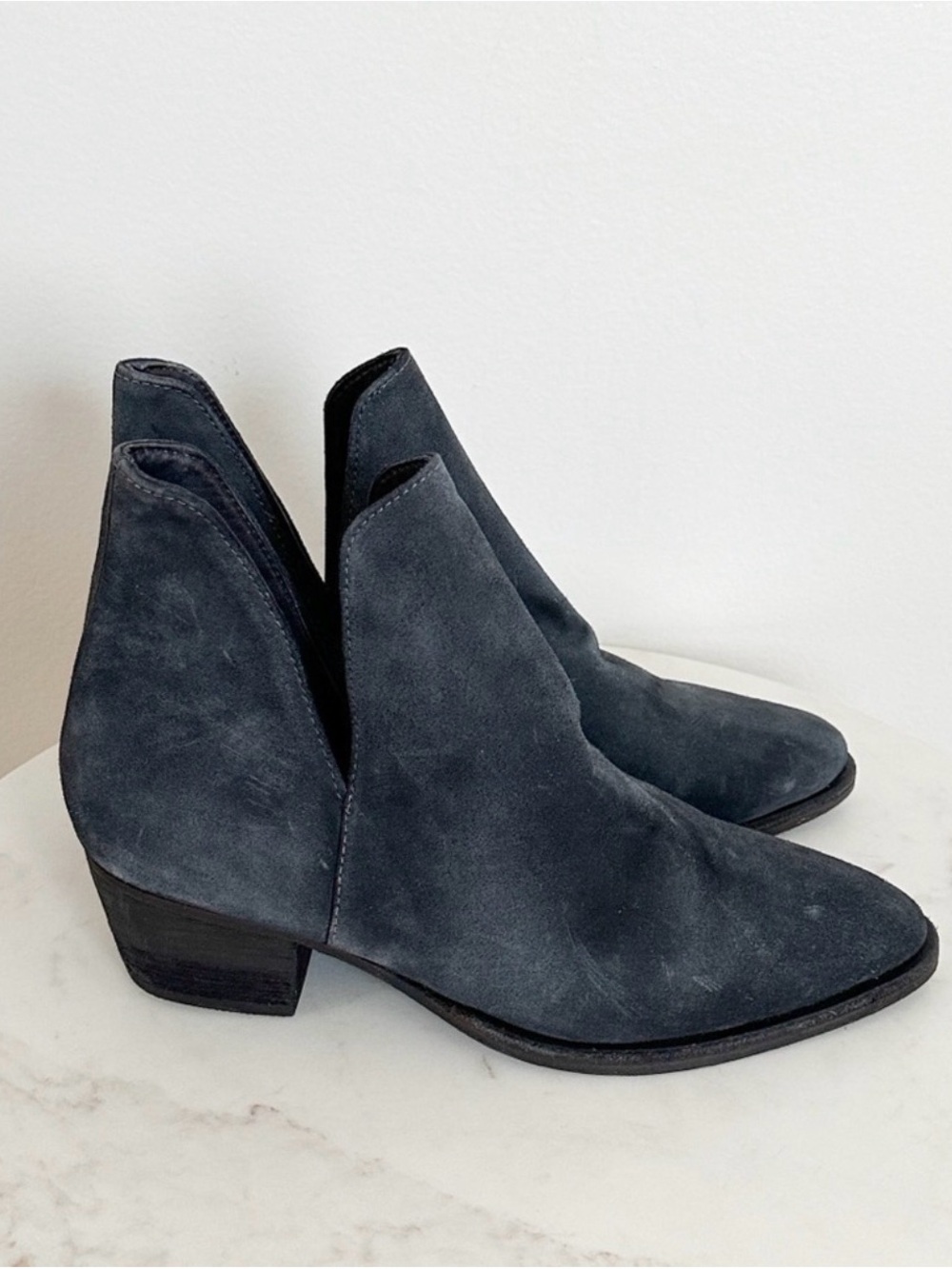 Free People Charcoal Suede V-Cut Ankle Booties